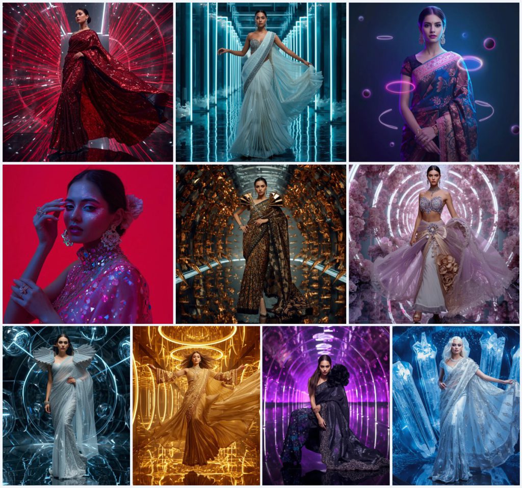Contemporary Pleated Saree AI Prompts for Structured Modern Fashion | prompt for girls trending — AI image prompt