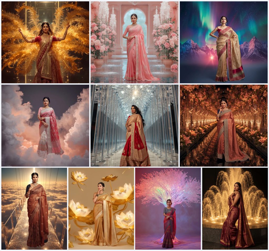 Elegant Brocade Silk Saree AI Prompts for Timeless Grandeur | cute prompt for girls in saree — AI image prompt