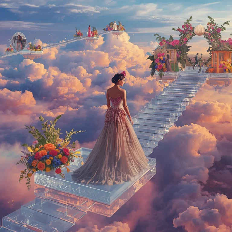 Fashion Queen Walking Across Floating Crystal Stairs Prompt | creative ai prompt — AI image prompt