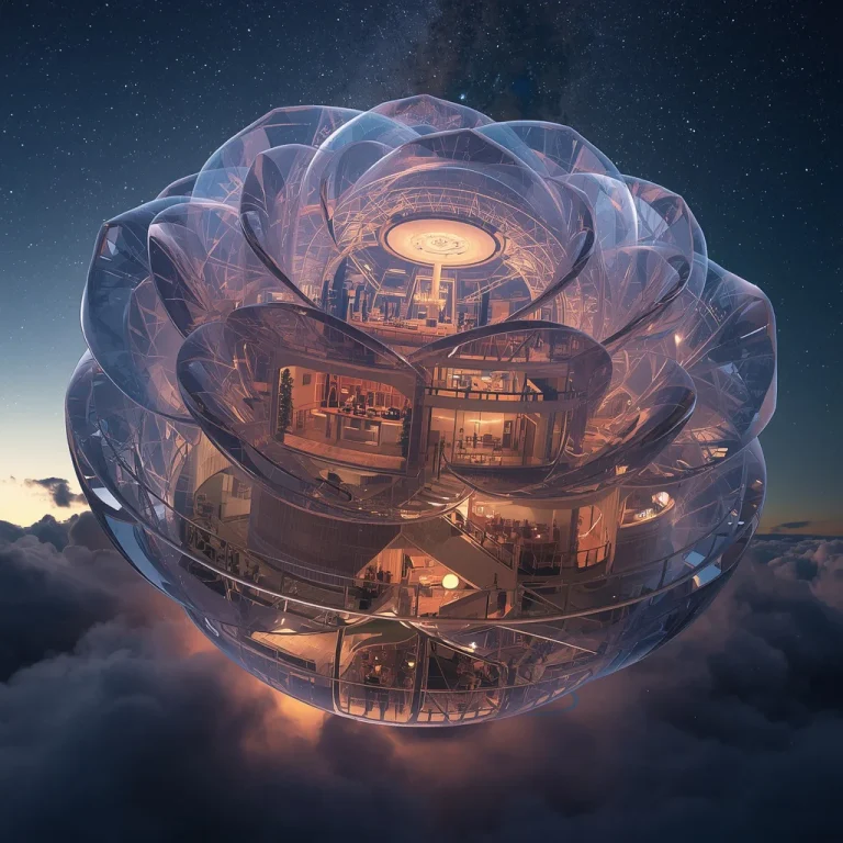 Floating Luxury Observatory Inside Giant Crystal Rose | ai gemini prompt — AI image prompt