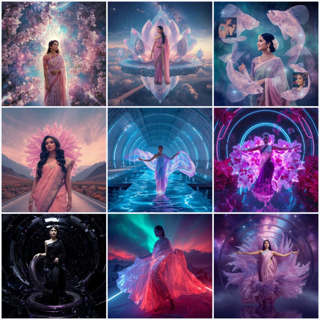 Glamorous Mirror Work Saree AI Prompts for Sparkling Occasions | Instagram prompt for girl in saree pic — AI image prompt