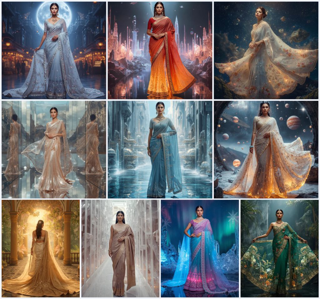 Lightweight Crepe Saree AI Prompts for Comfortable Evening Wear | chatgpt photo editing prompts text — AI image prompt