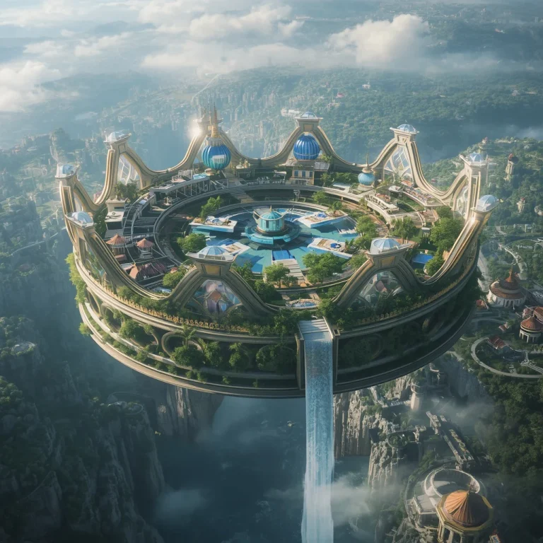 Luxury Giant Floating Crown Orchard With Crystal Fruit Palaces and Sapphire Waterfalls | AI prompt examples — AI image prompt