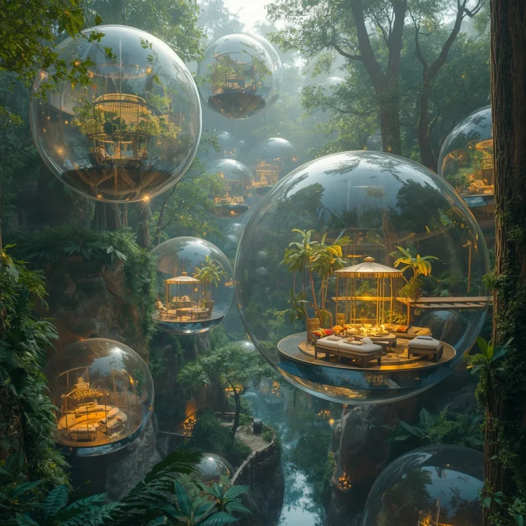 Luxury Resort Floating Inside Giant Bubble Forest Prompt | Trending AI Prompt — AI image prompt