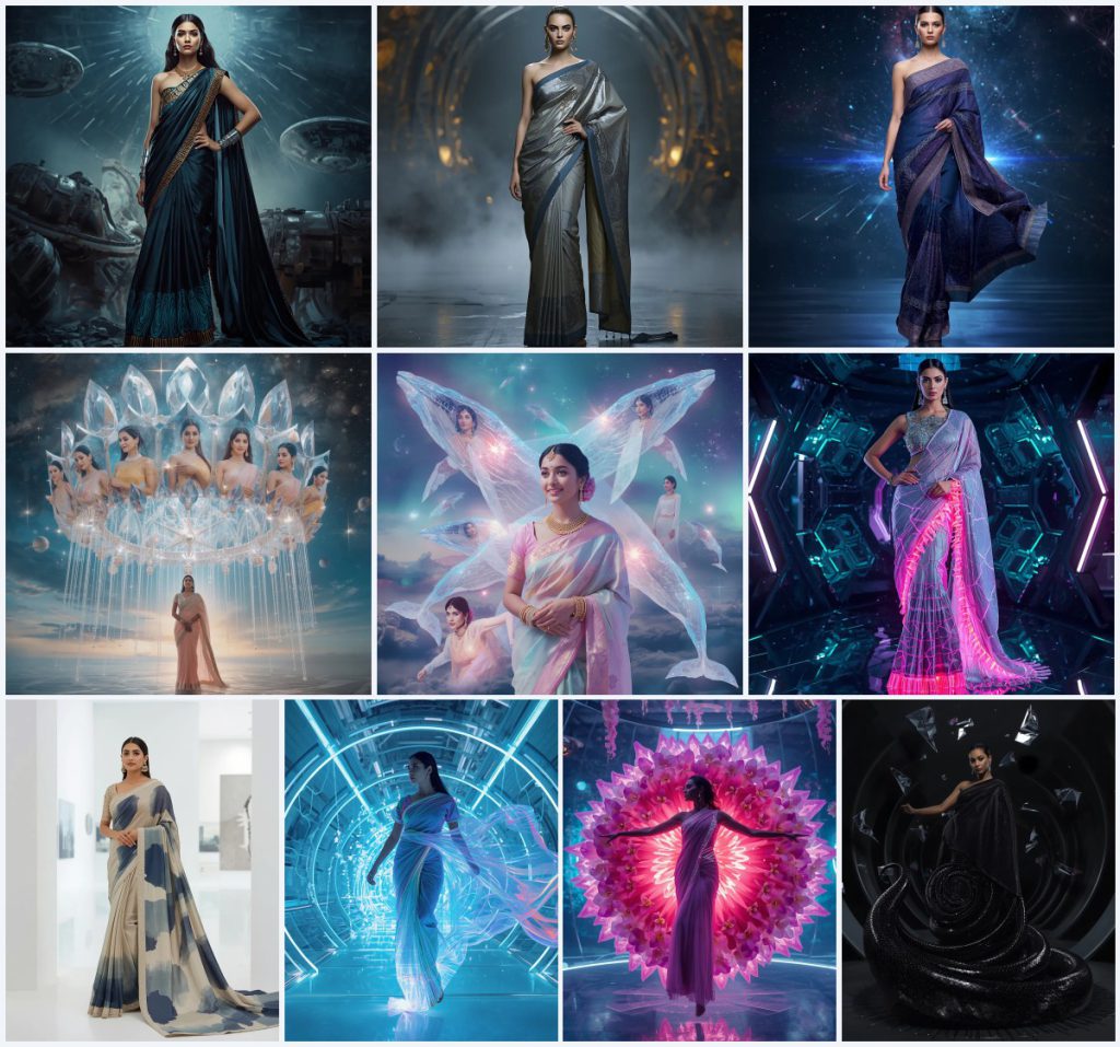 Modern Abstract Print Saree AI Prompts for Contemporary Art Lovers | traditional saree Prompt — AI image prompt
