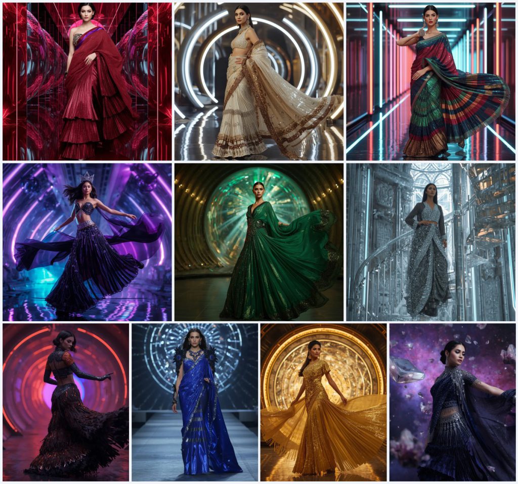 Modern Color Block Saree AI Prompts for Bold Fashion Statements | free prompt for girls college — AI image prompt