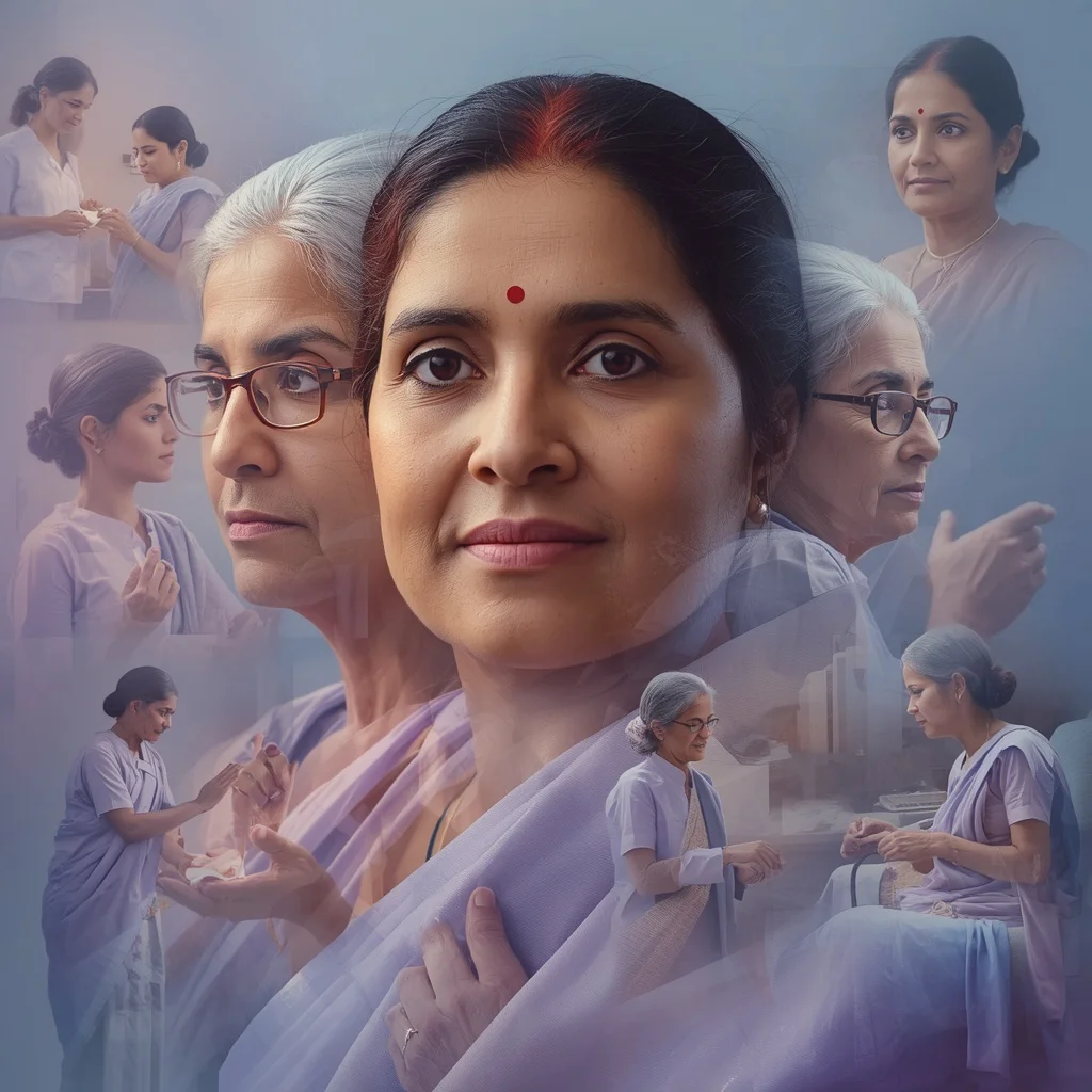 The Healing Touch: An Indian Woman's Journey as a Caregiver — AI image prompt
